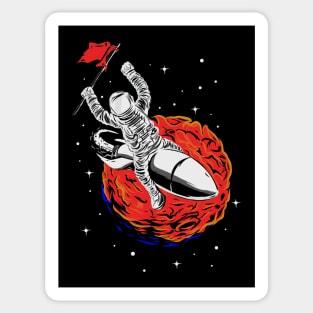 The flying Astronaut on a Rocket Sticker